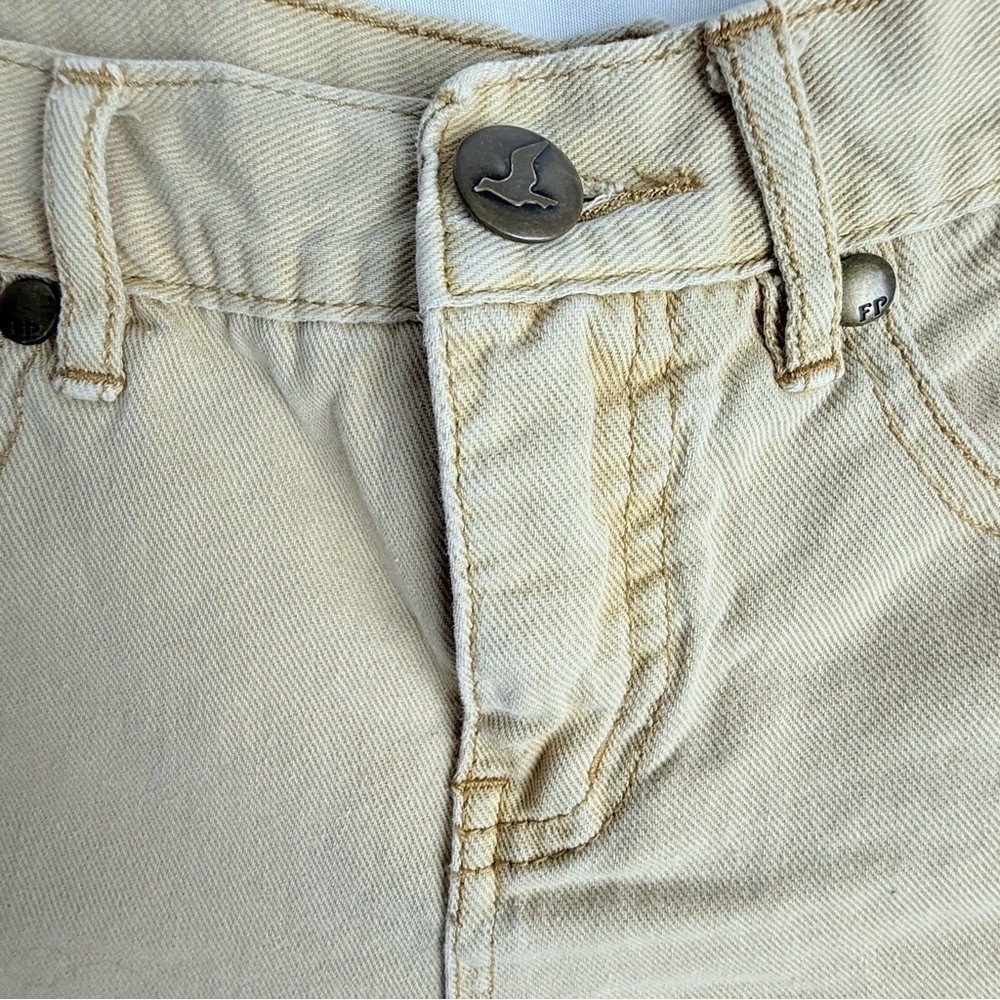 Free People Women's Cream Frayed Denim Shorts - Picture 2 of 5